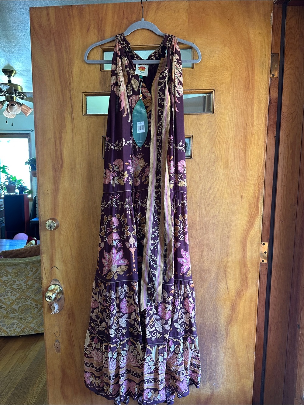 Farm Rio Bella Burgundy Maxi Dress